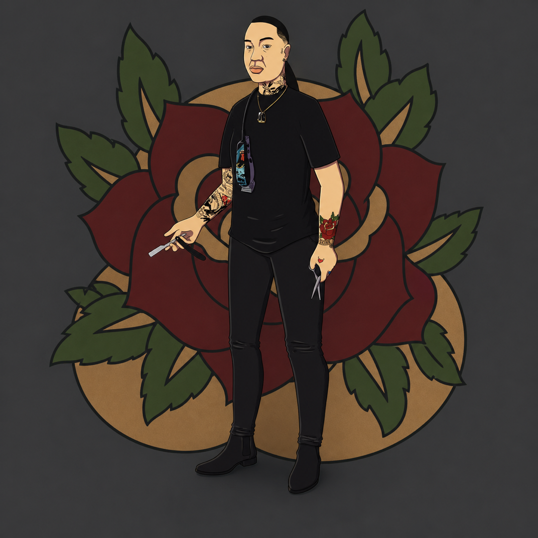 Illustrated portrait of Monk the Guru